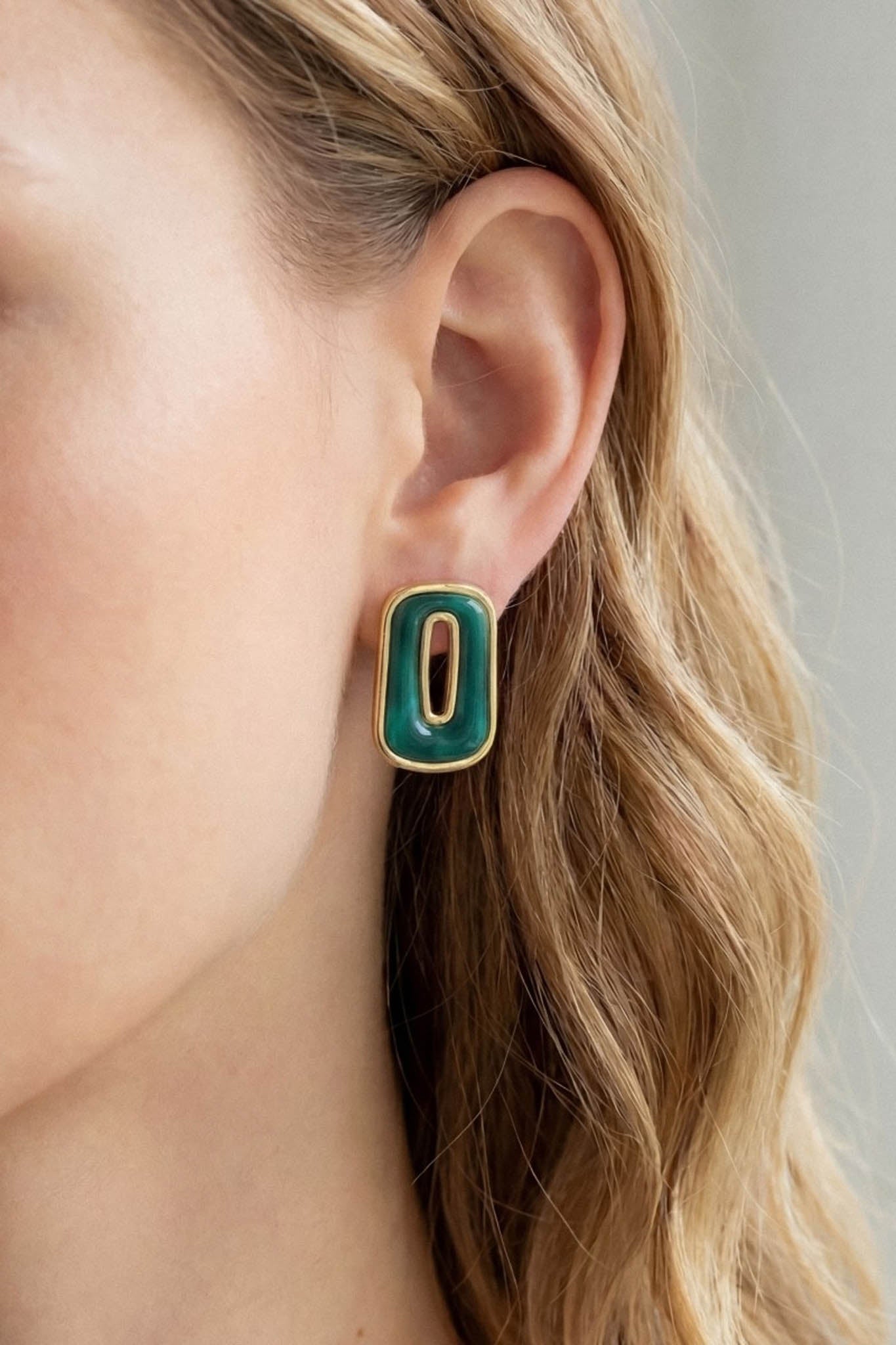 Belvedere Rectangle Marble Resin Stud Earrings