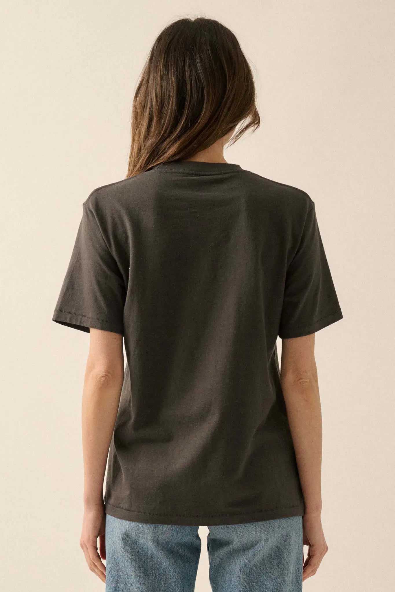 Lip Bite Vintage-Print Garment-Dyed Graphic Tee
