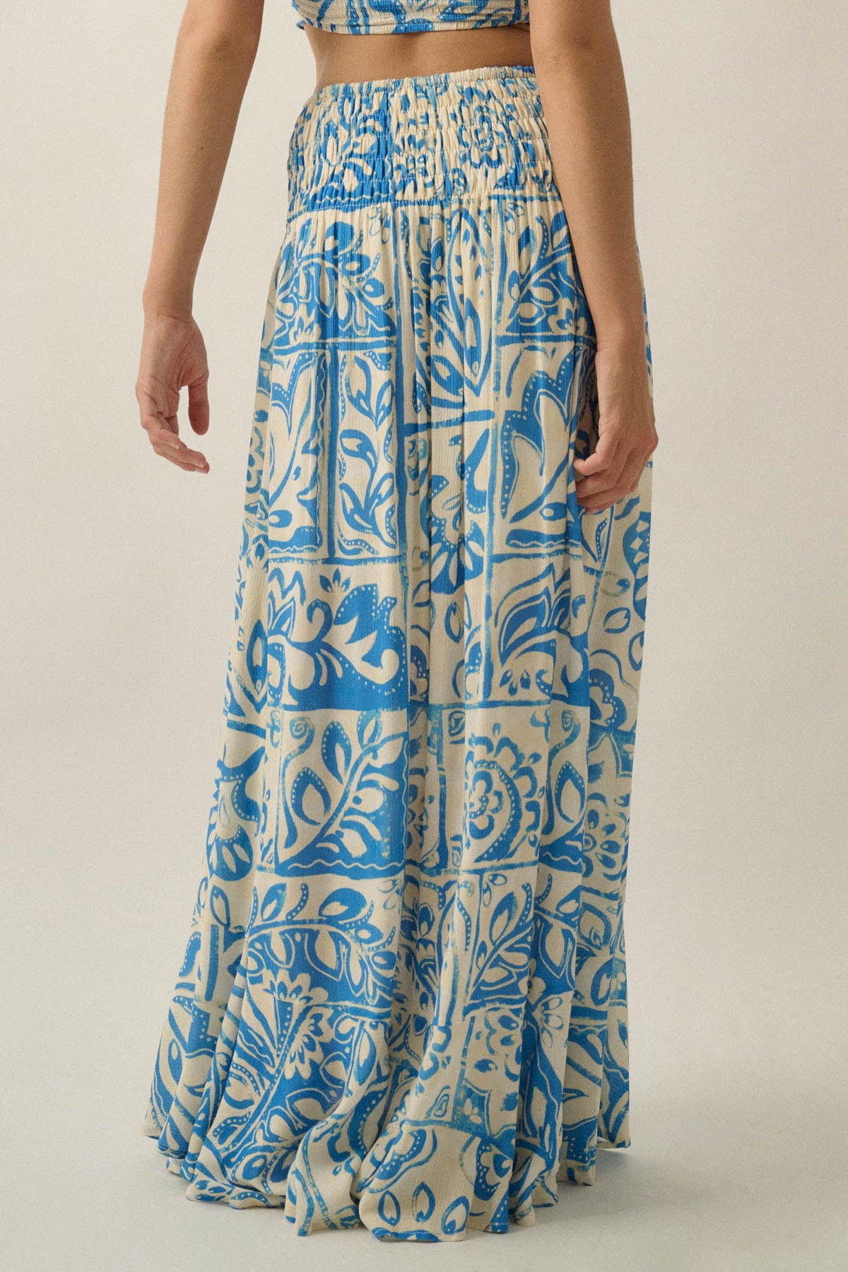 Born Nomad Abstract Floral-Print Button-Up Maxi Skirt