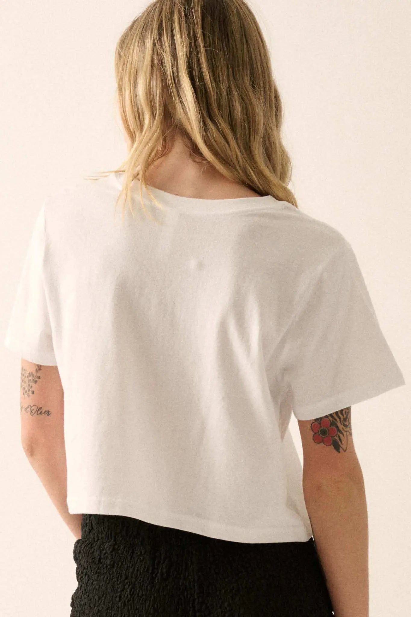 Bunches of Bows Garment-Wash Cropped Graphic Tee