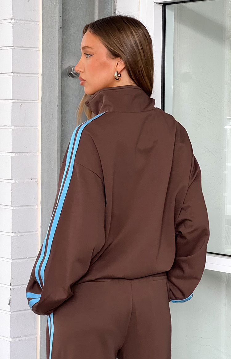 Kosie Chocolate And Blue Stripe Jacket - PRE ORDER
