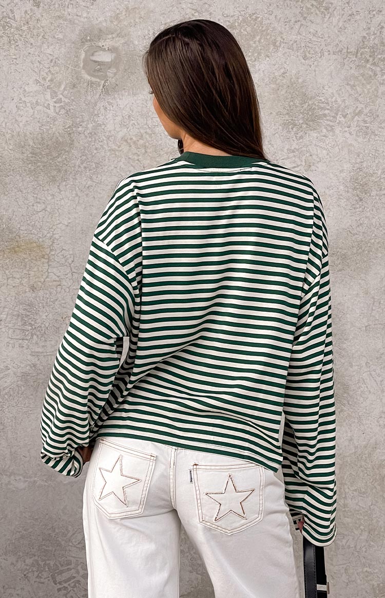 Lioness Bloom Moss Stripe Long Sleeve Top
