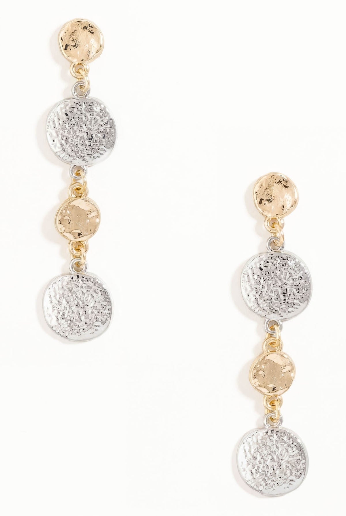 Siena Two-Tone Hammered Coin Dangle Earrings