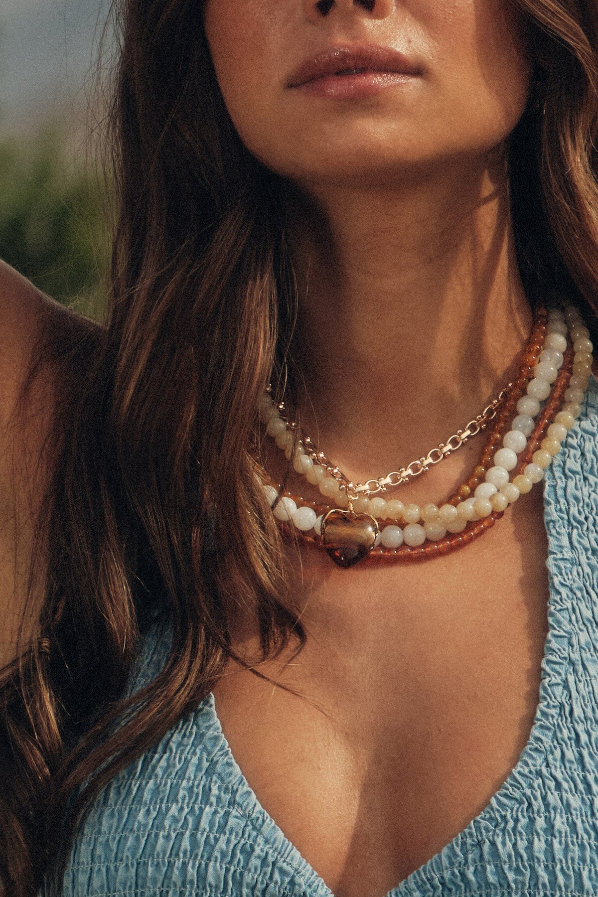 Formosa Marble Resin Layered Beaded Necklace