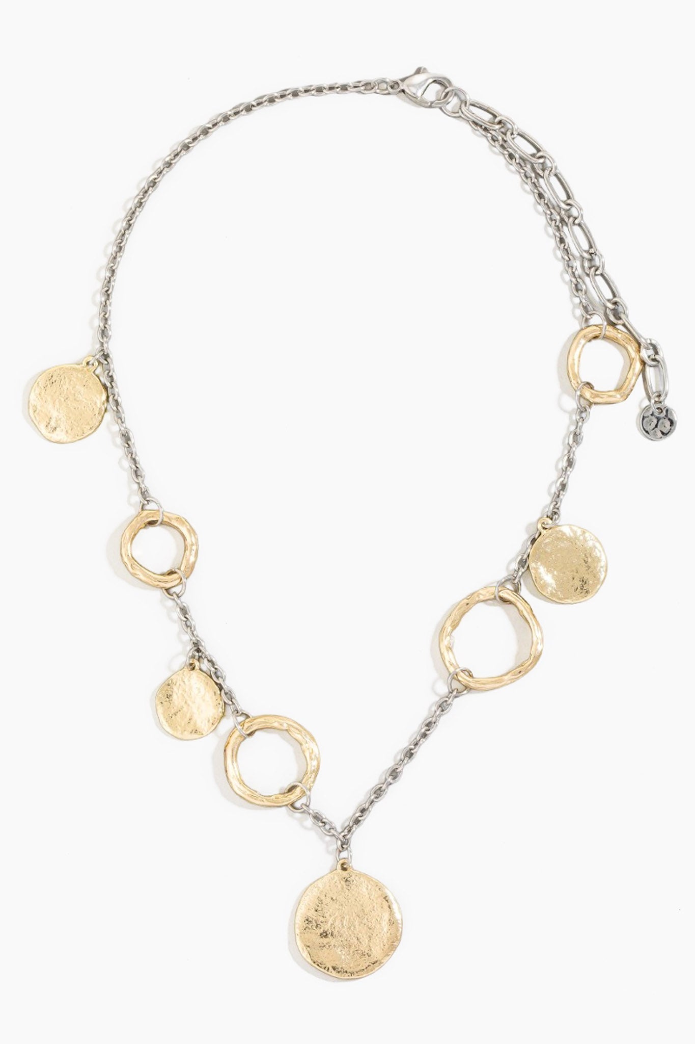 Bellagio Hammered Coin and Hoop Chain Necklace