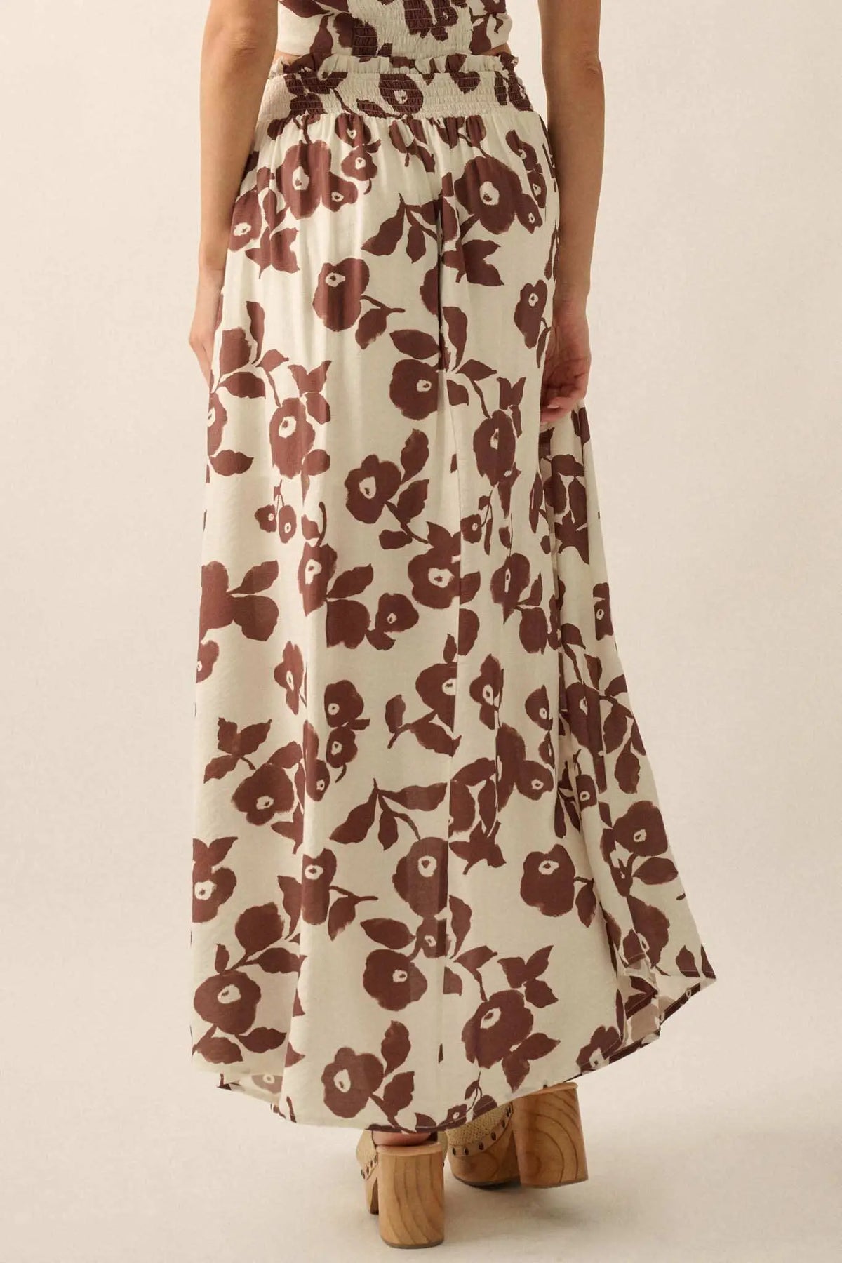 Pretty Poppies Floral Button-Front Maxi Skirt