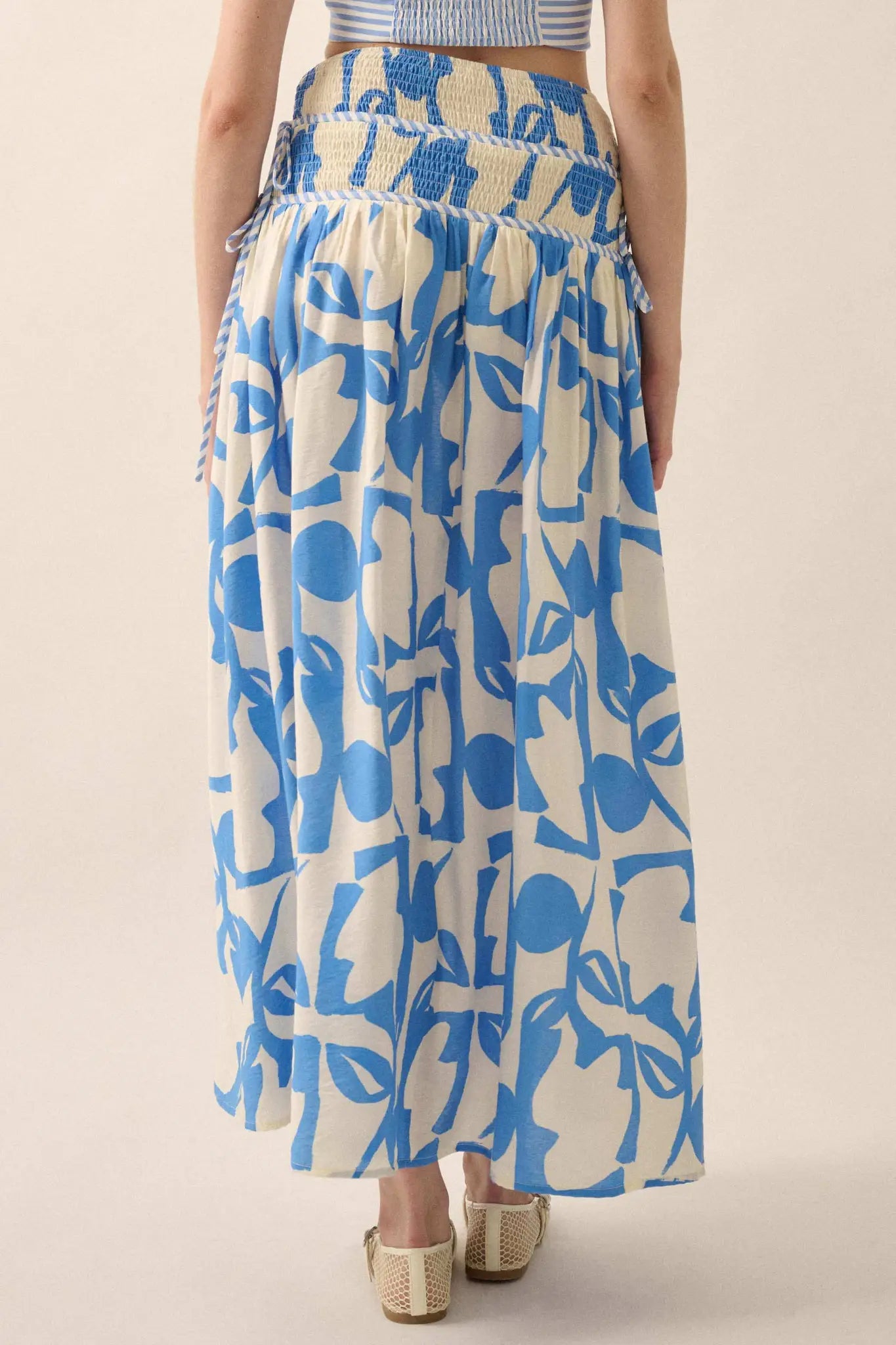 Pop Petals Abstract Floral Drop-Waist Maxi Skirt