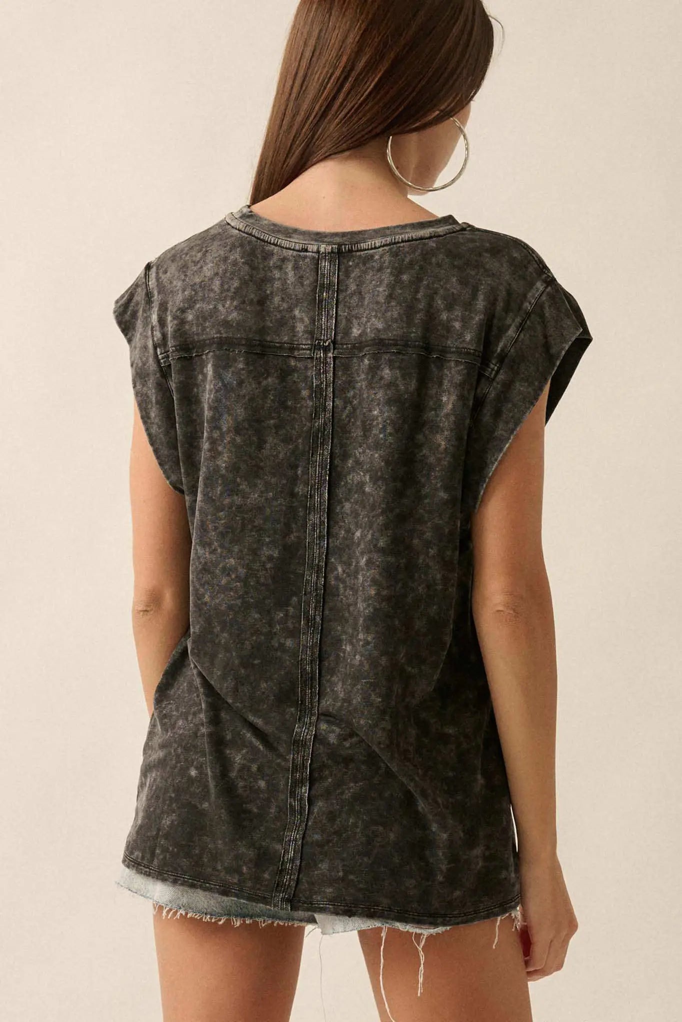 Melting Heart Vintage-Wash Cap-Sleeve Graphic Tee