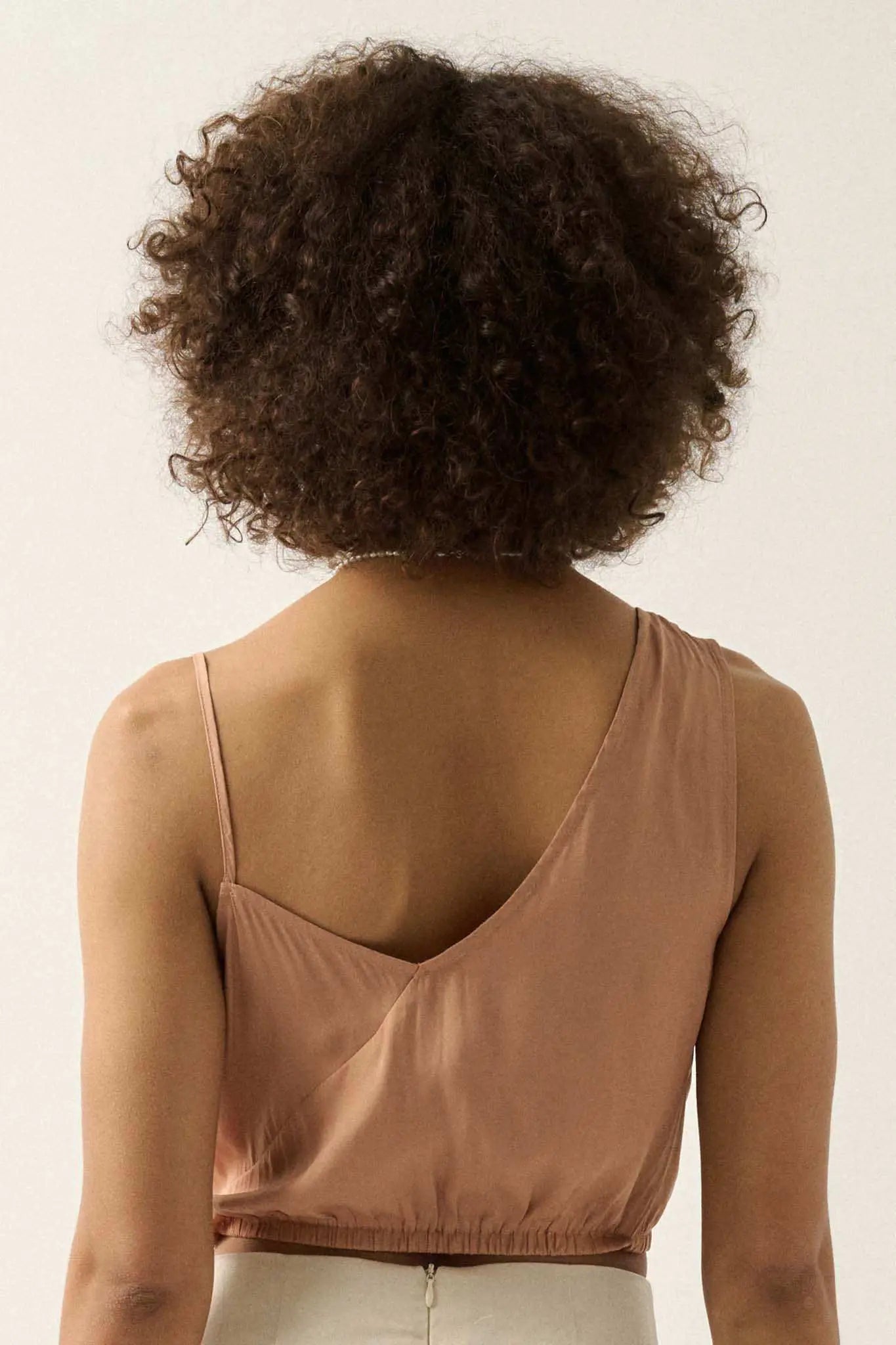 All Wrapped Up Asymmetrical Cropped Satin Wrap Top
