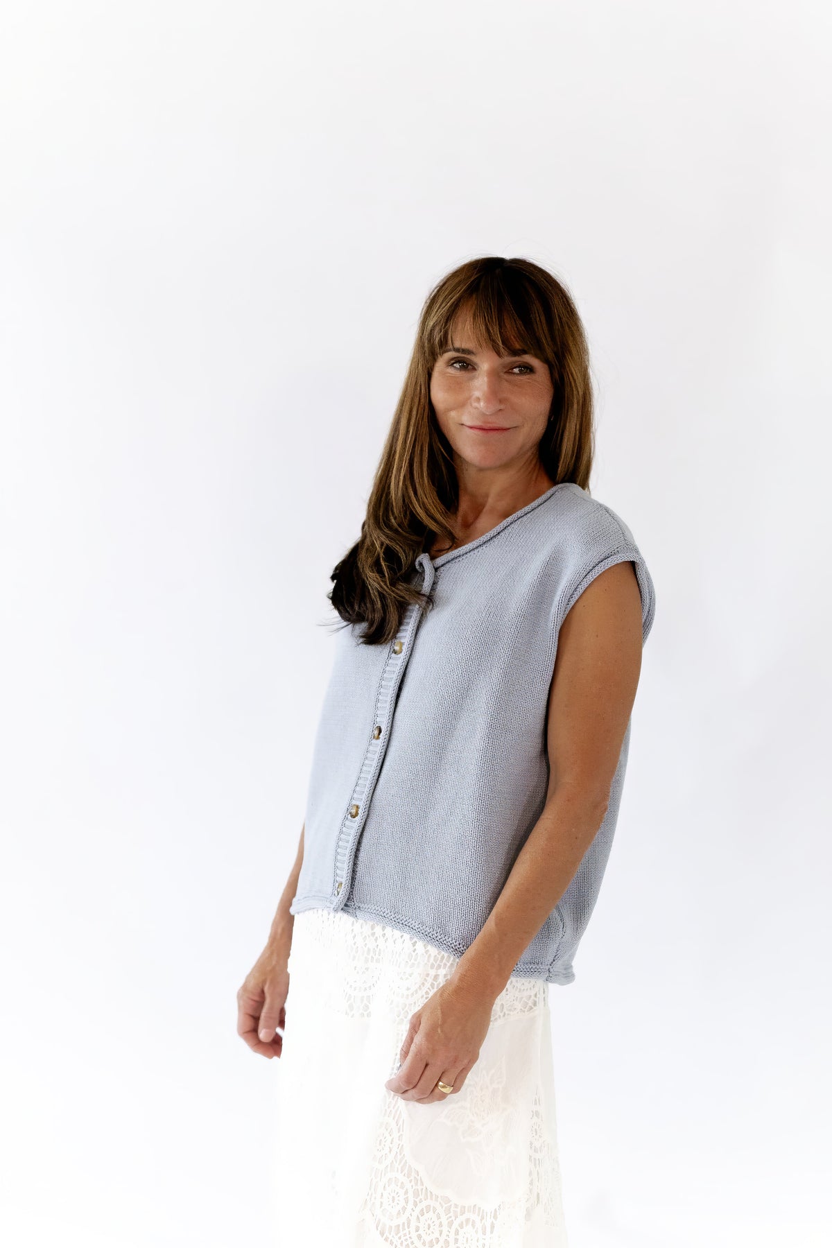 Peyton Raw Edge Cardigan · Dusty Blue