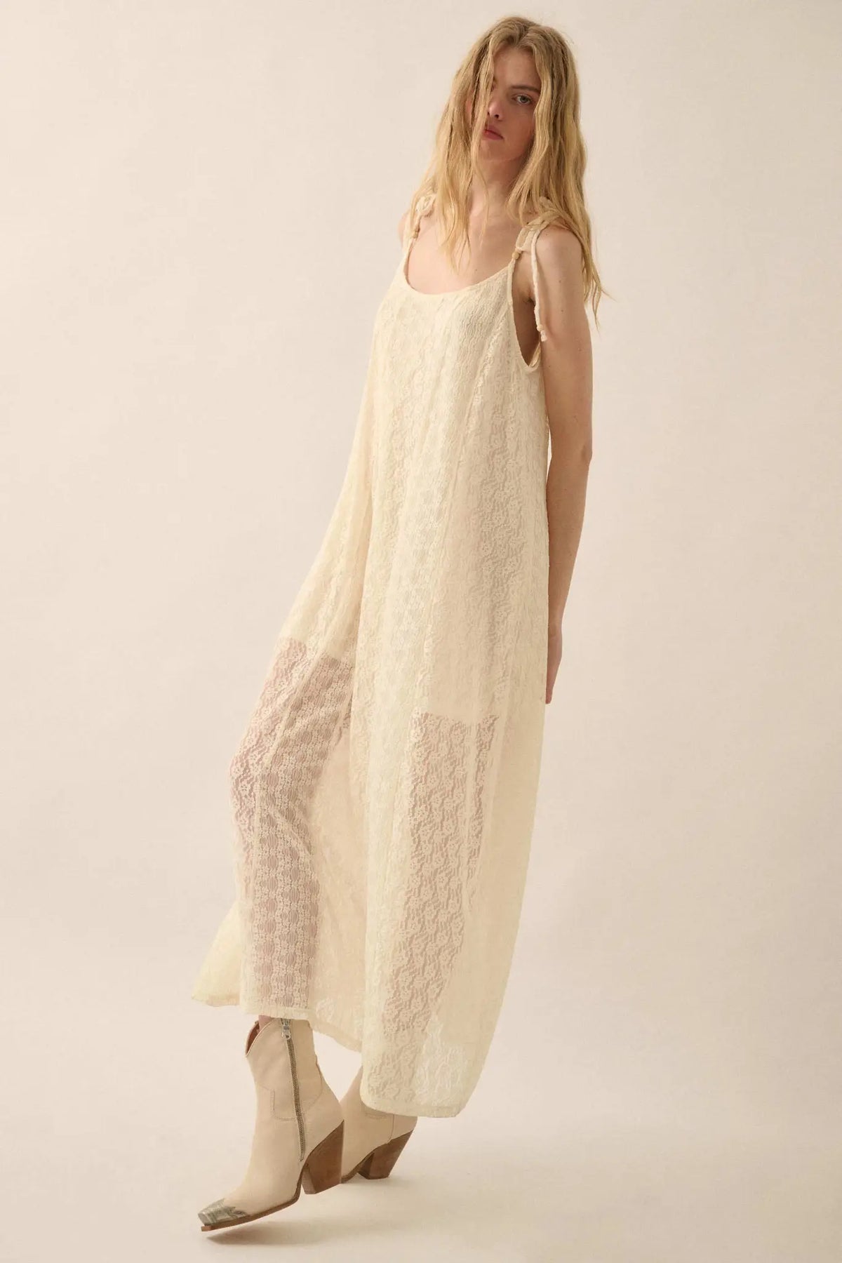 Heaven Knows Paneled Lace Maxi Slip Dress