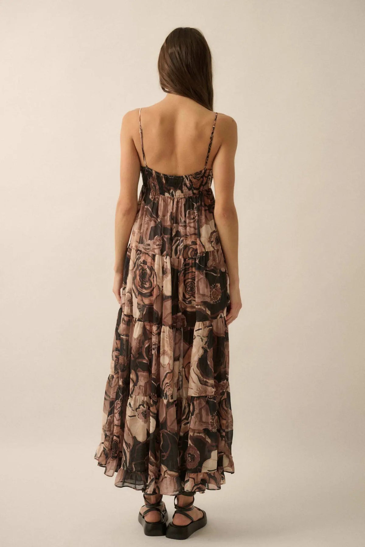 Blooming Bliss Floral Chiffon Tiered Maxi Dress