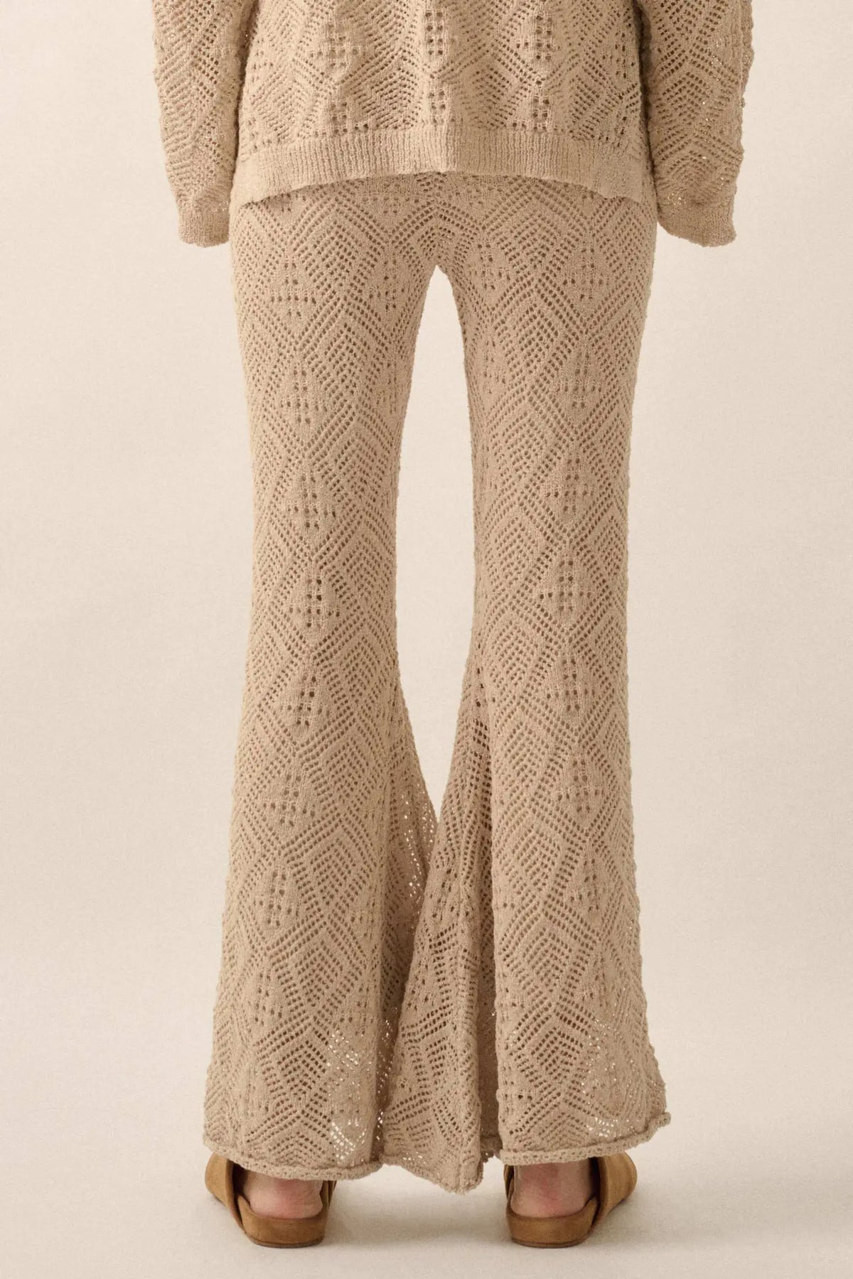 Dancing Diamonds Pointelle Crochet-Knit Pants