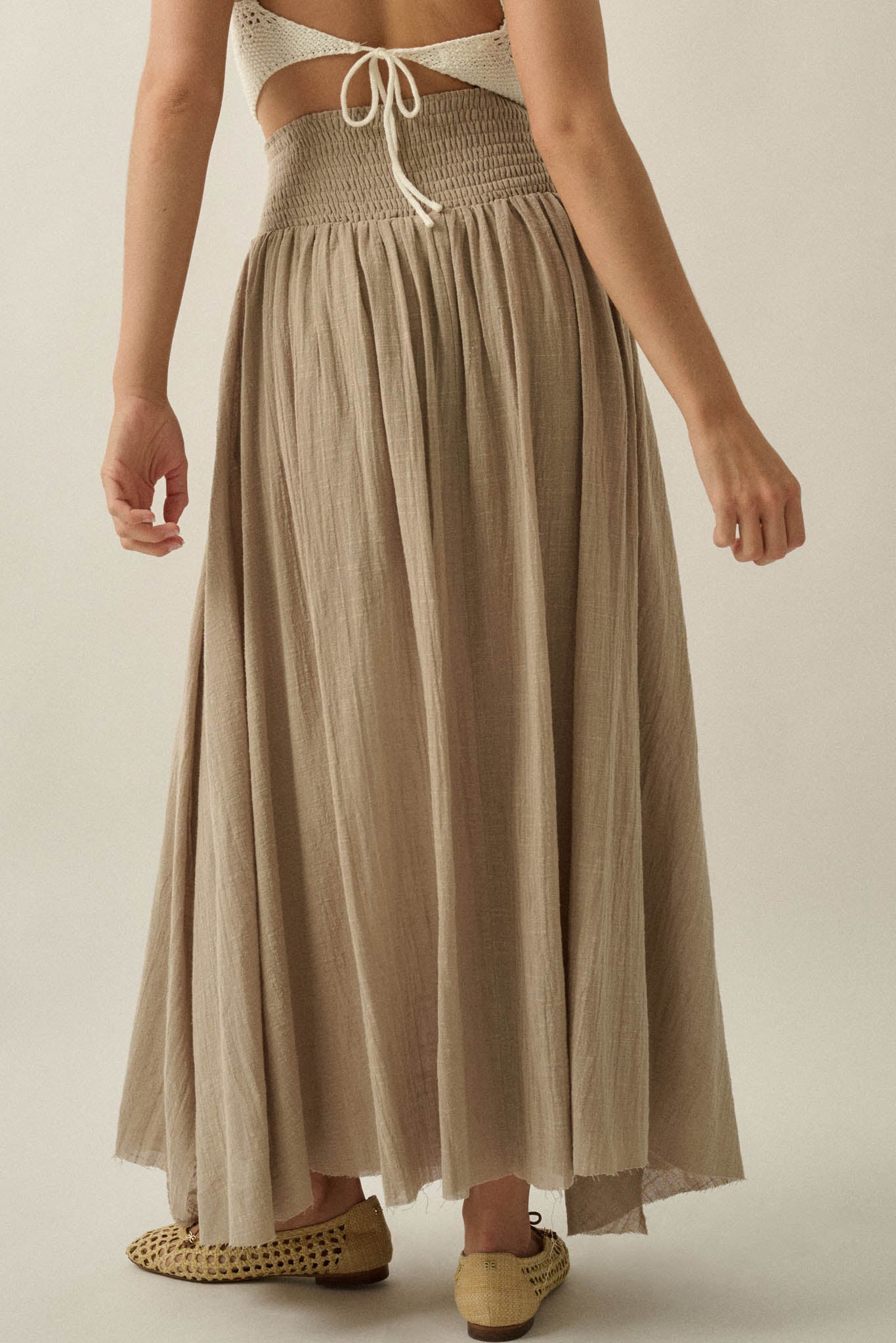 Breath of Air Cotton Gauze Drop-Waist Maxi Skort