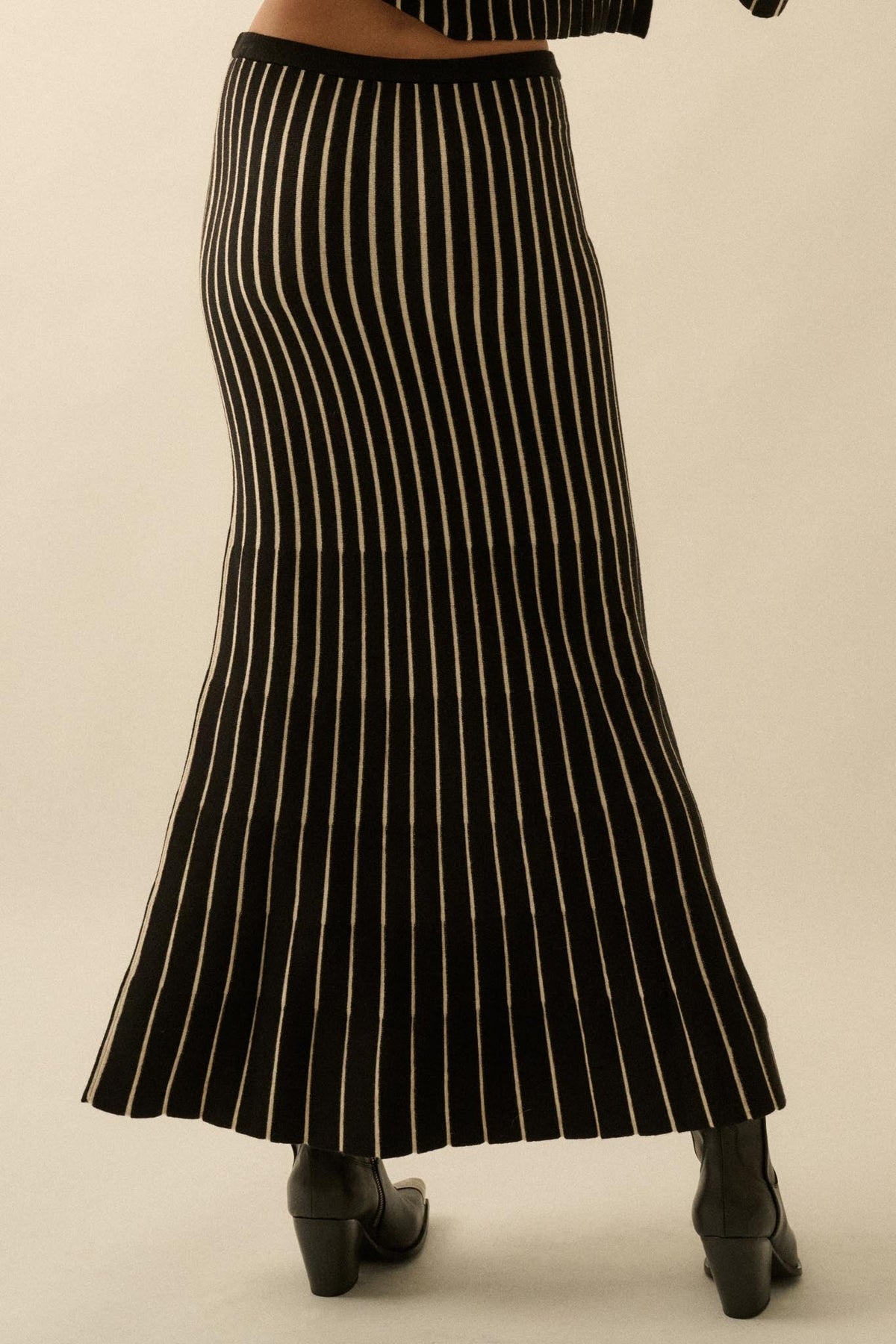 Next in Line Striped Mermaid Maxi Sweater Skirt