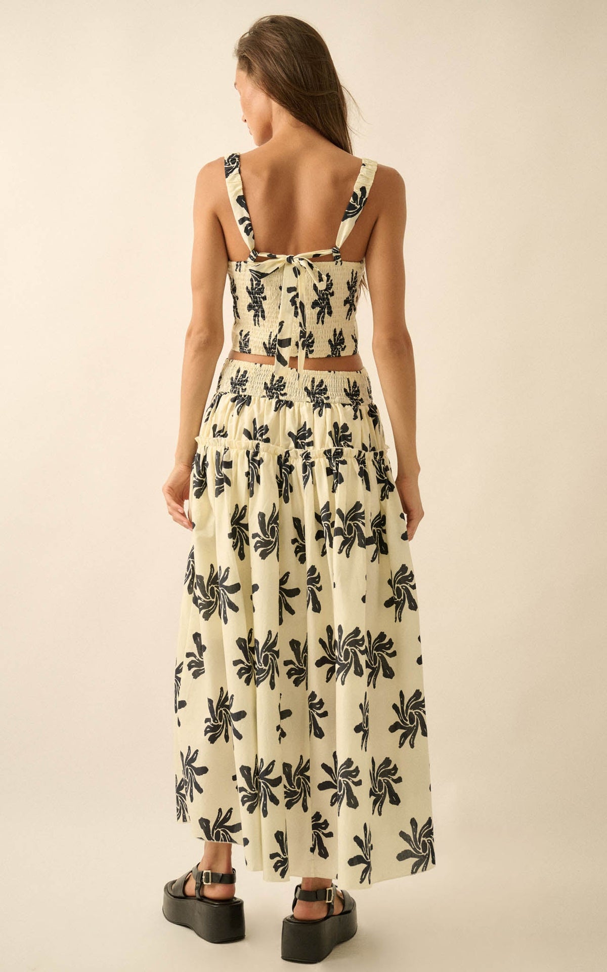 Garden Twirl Floral-Print Gathered Maxi Skirt