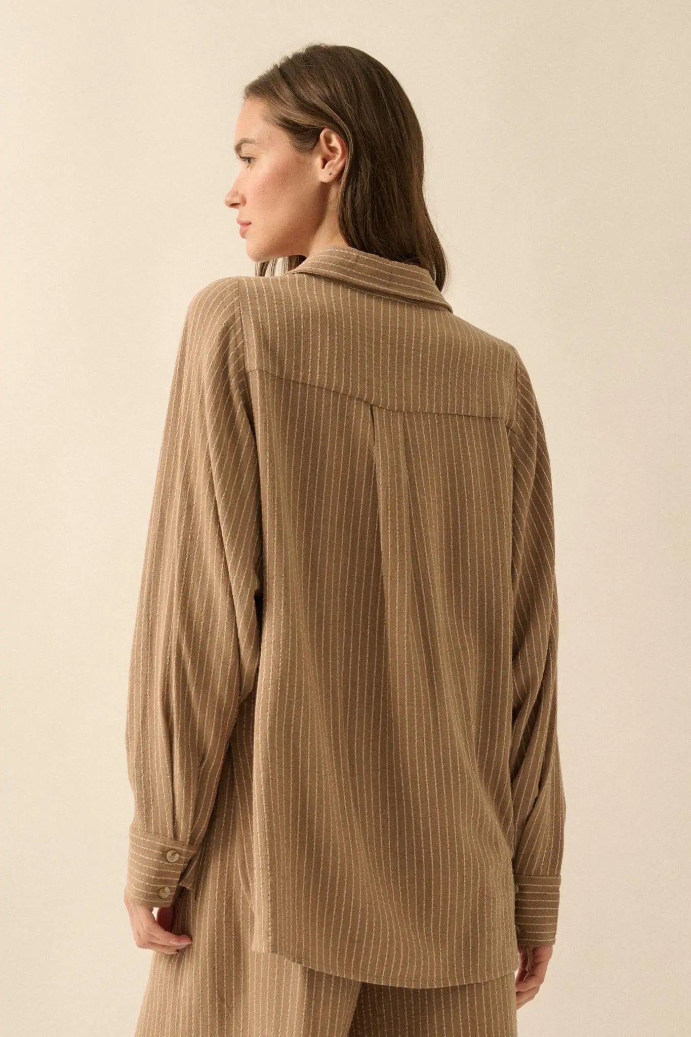 Down the Line Oversize Pinstripe Button-Up Shirt