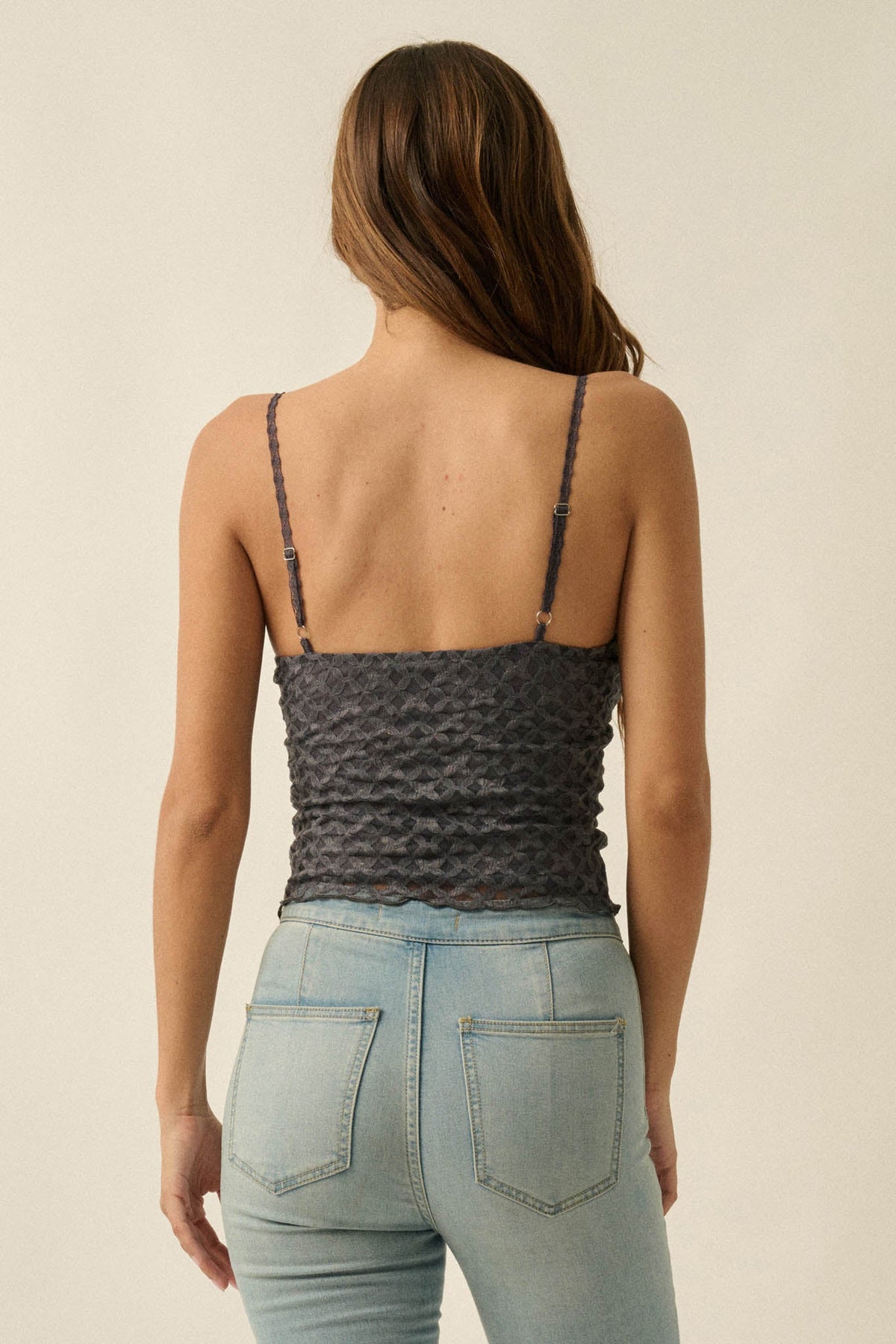 First Kiss Floral Lace Cropped Cami Top