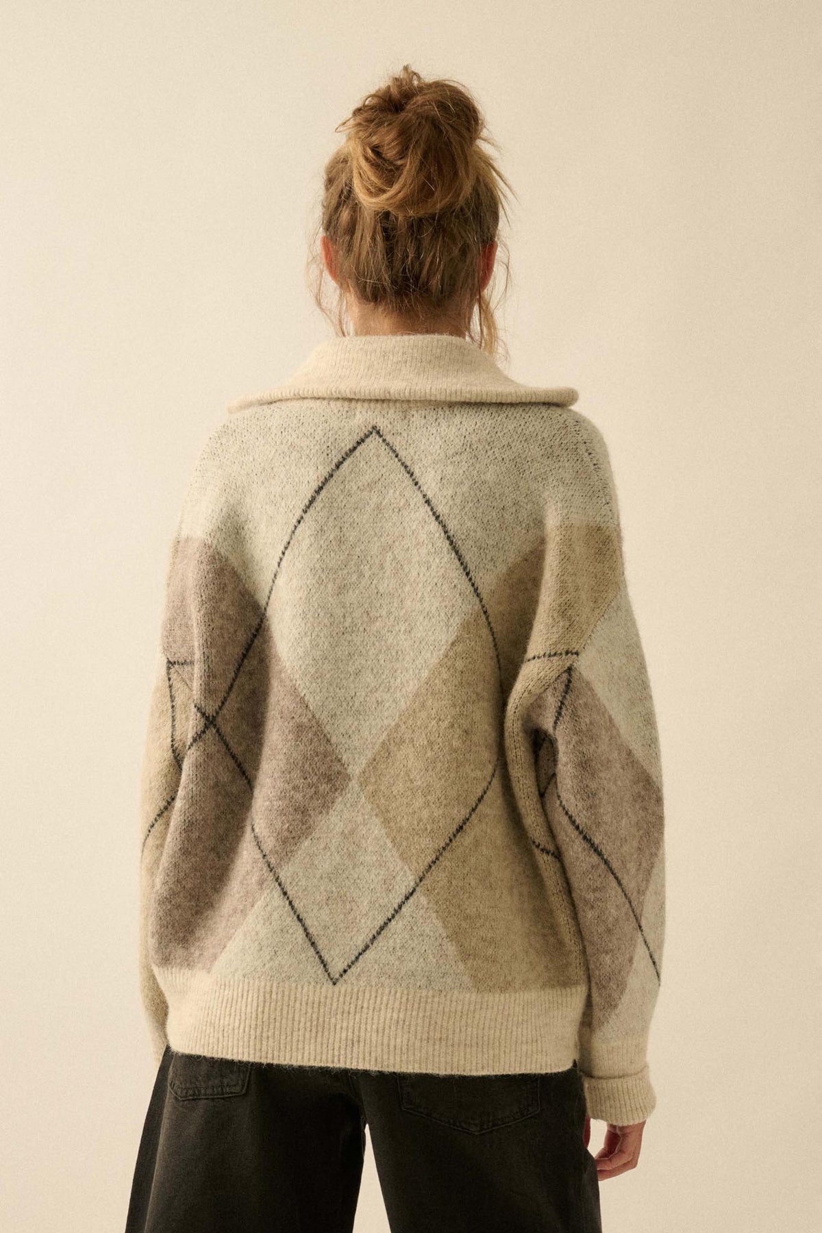 Crossing Paths Argyle Knit Collared Sweater