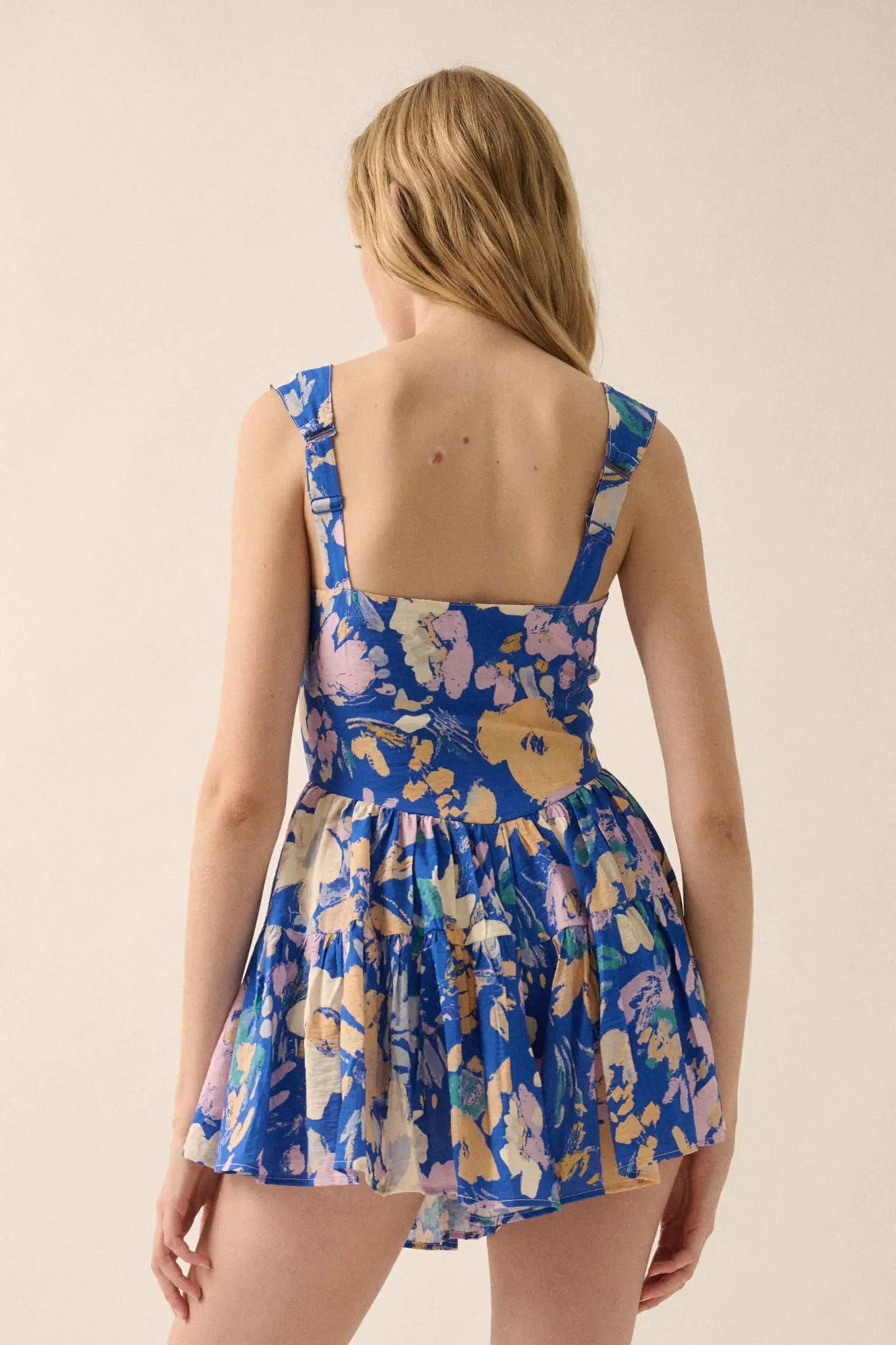 Dawn Blossoms Floral Ruffled Romper Dress