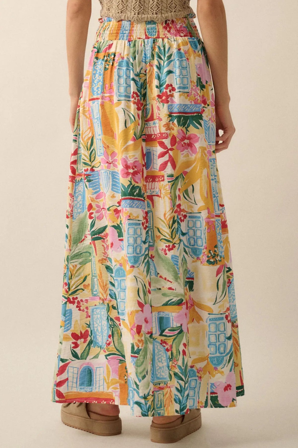 Havana Holiday Tropical Floral Buttoned Maxi Skirt