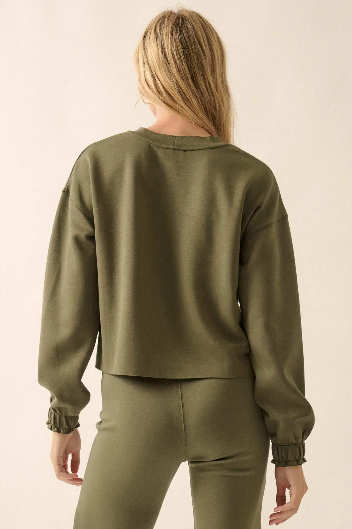 Premium Scuba Ruffle-Cuff Pullover Top