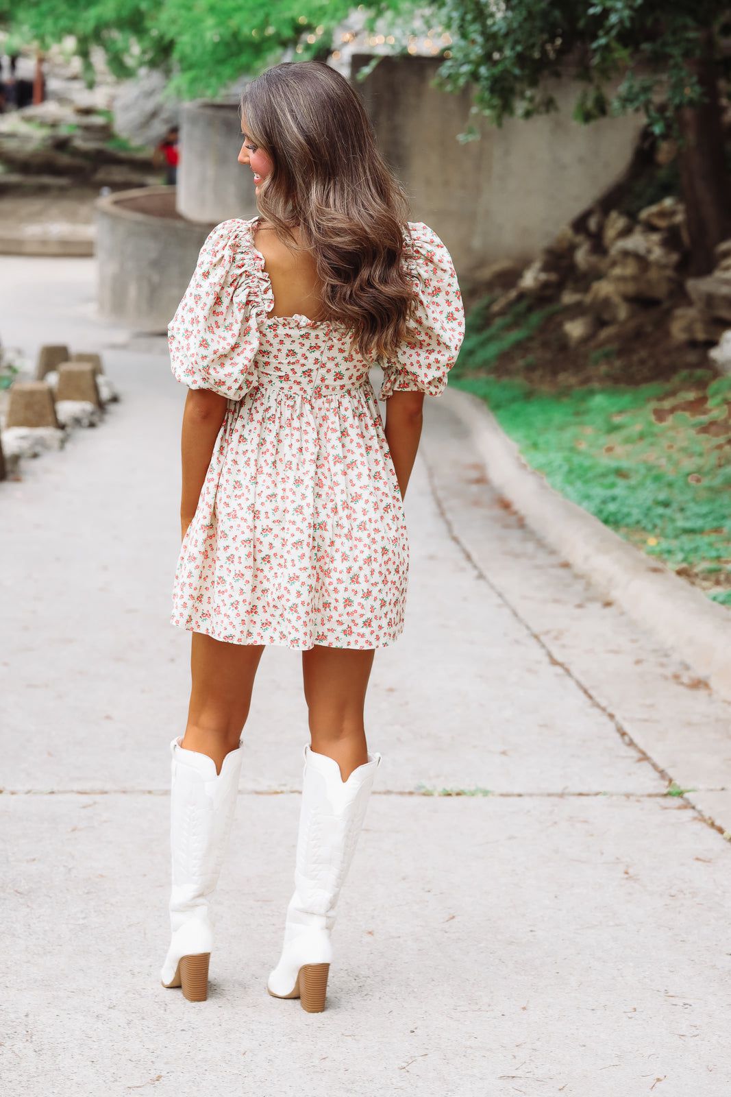 Daisie Mini Dress - Beige Orange and Green