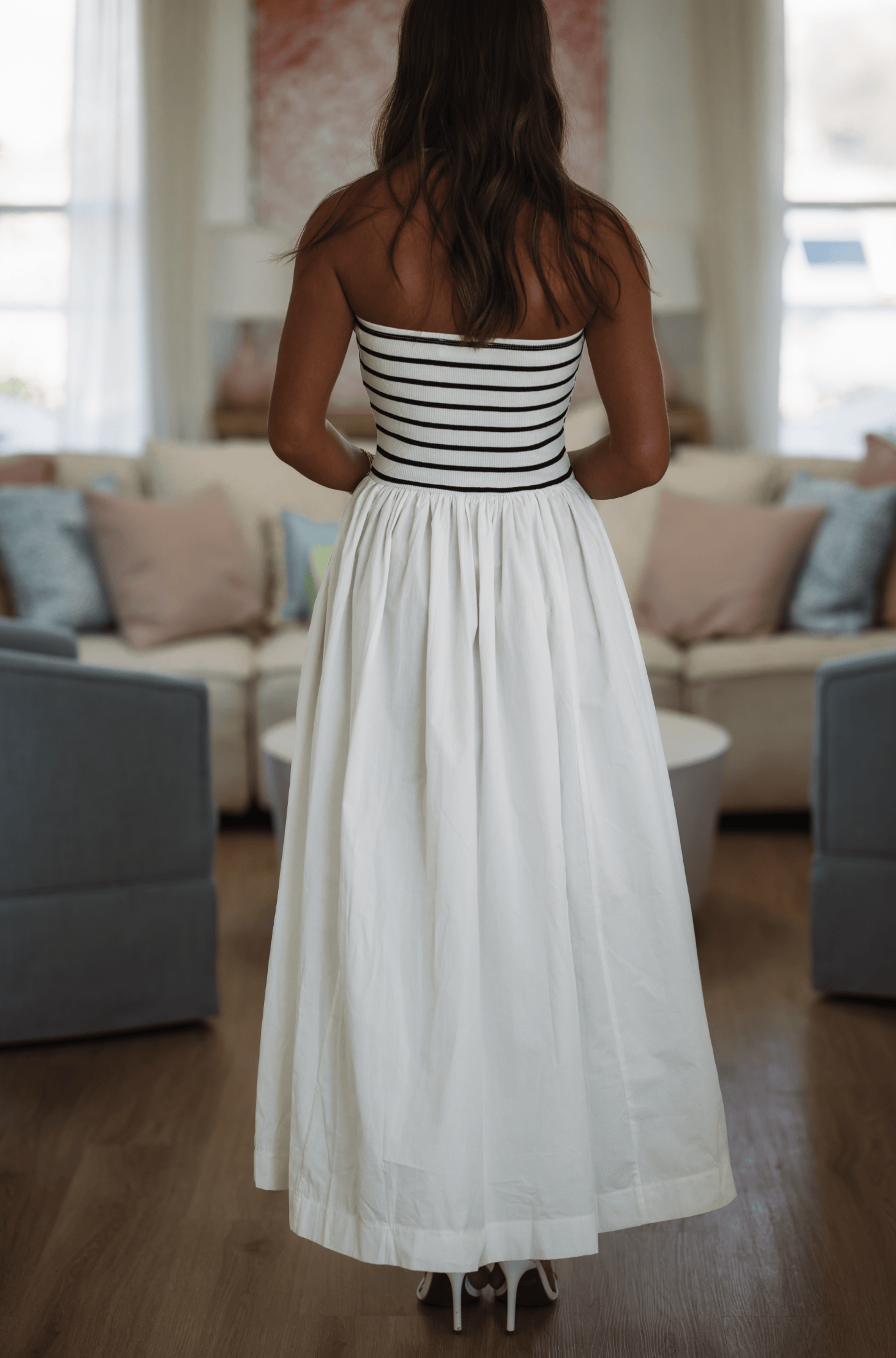 Yacht Club Essential Maxi Dress - White and Black