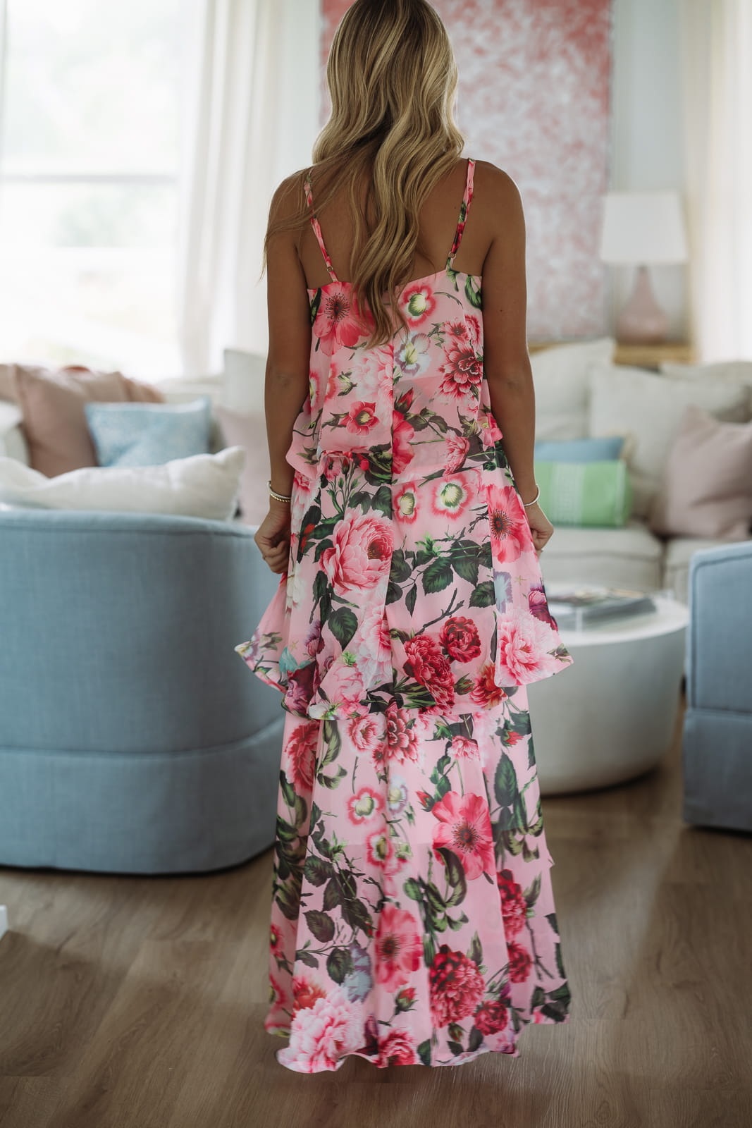 Delicate Blooms Maxi Dress - Pink