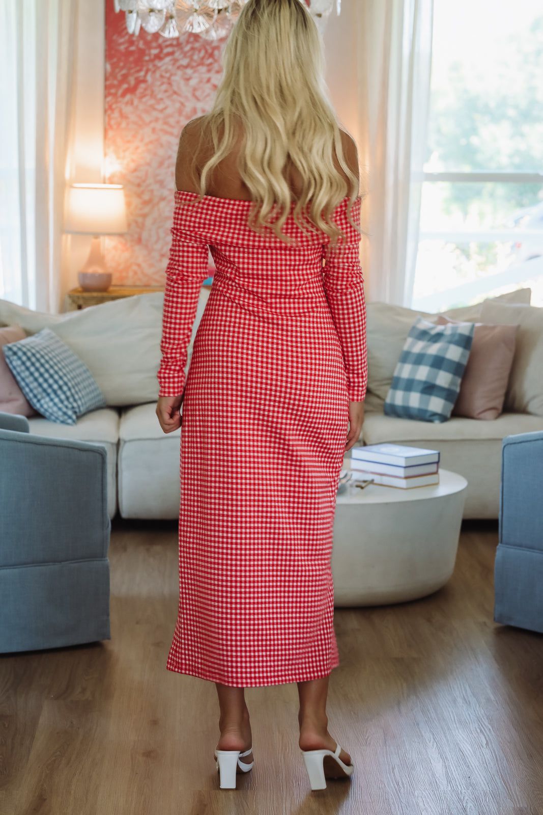 The Little Things Midi Dress - Red and White