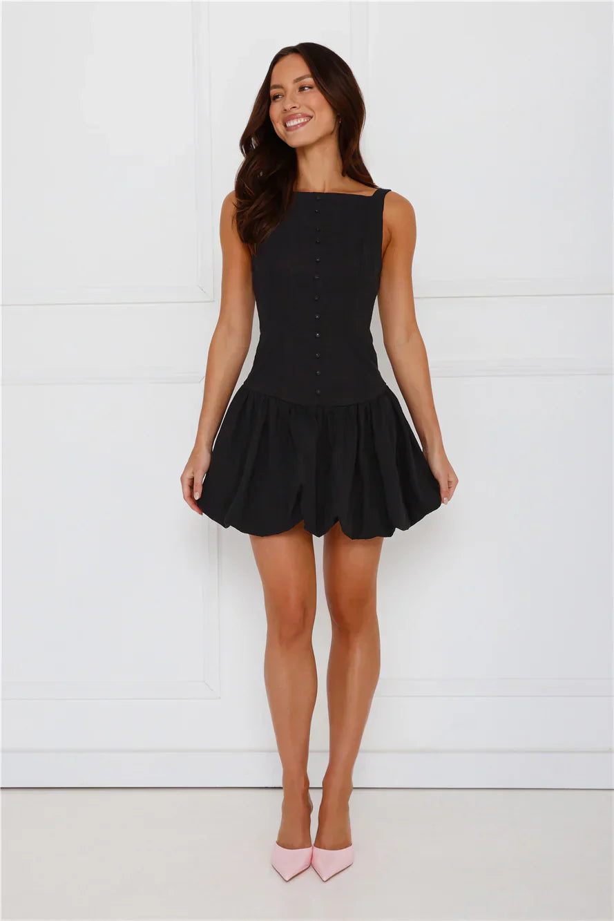 Burst Of Joy Bubble Mini Dress Black