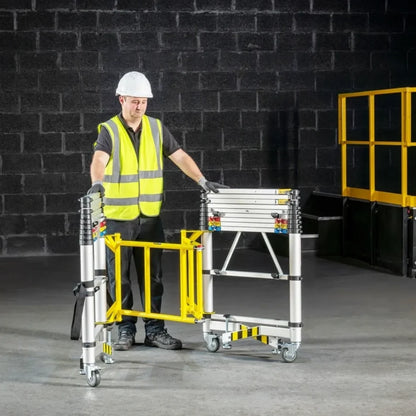 Mobile telescopic scaffolding tower, aluminum alloy work platform