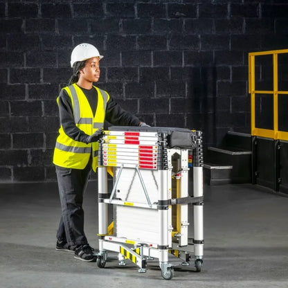 Mobile telescopic scaffolding tower, aluminum alloy work platform