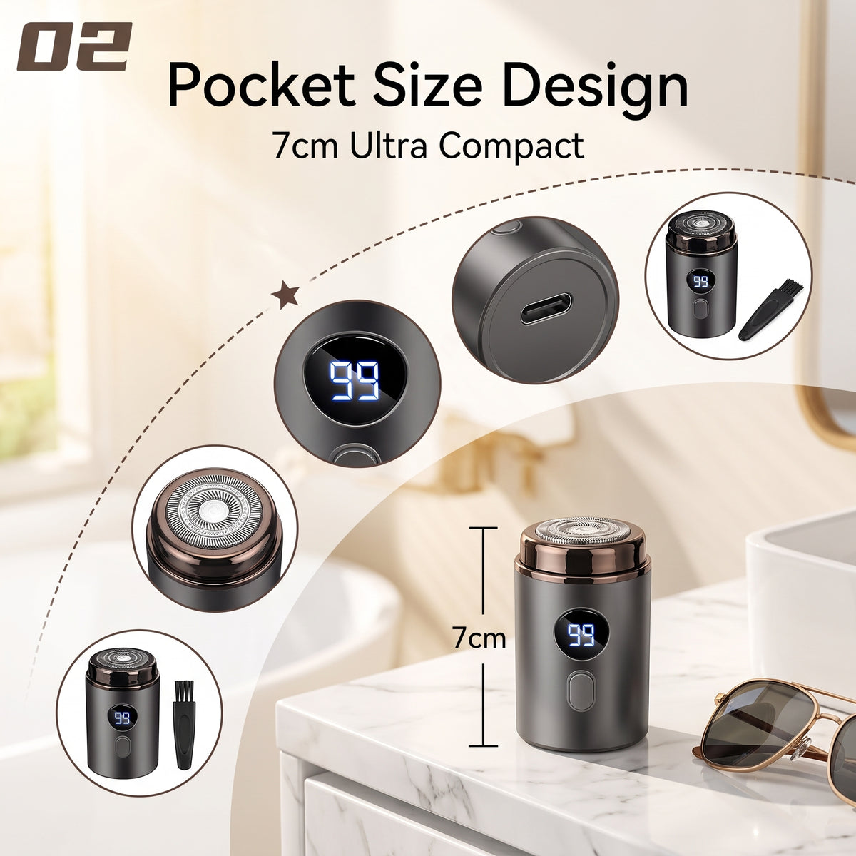 🔥Hot Promotion 49% OFF🔥Powerful Mini Electric Shaver With Digital Display