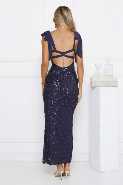 Bright Stars Sequin Maxi Dress Navy