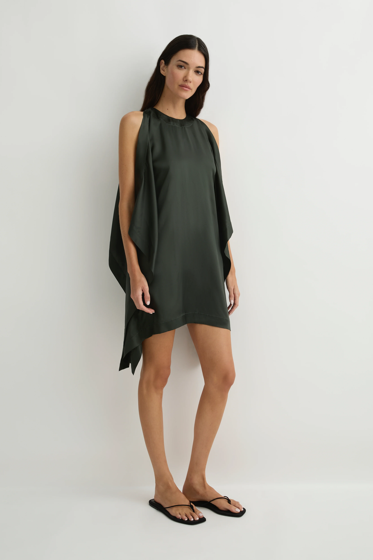 BONDI BORN Como Waterfall Mini Dress - Forest