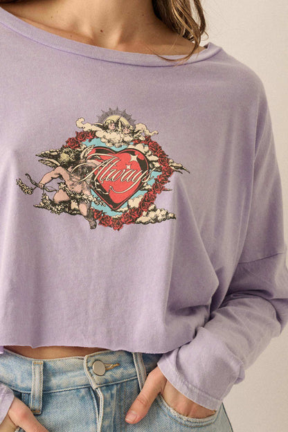 Love Always Cropped Long-Sleeve Graphic Tee