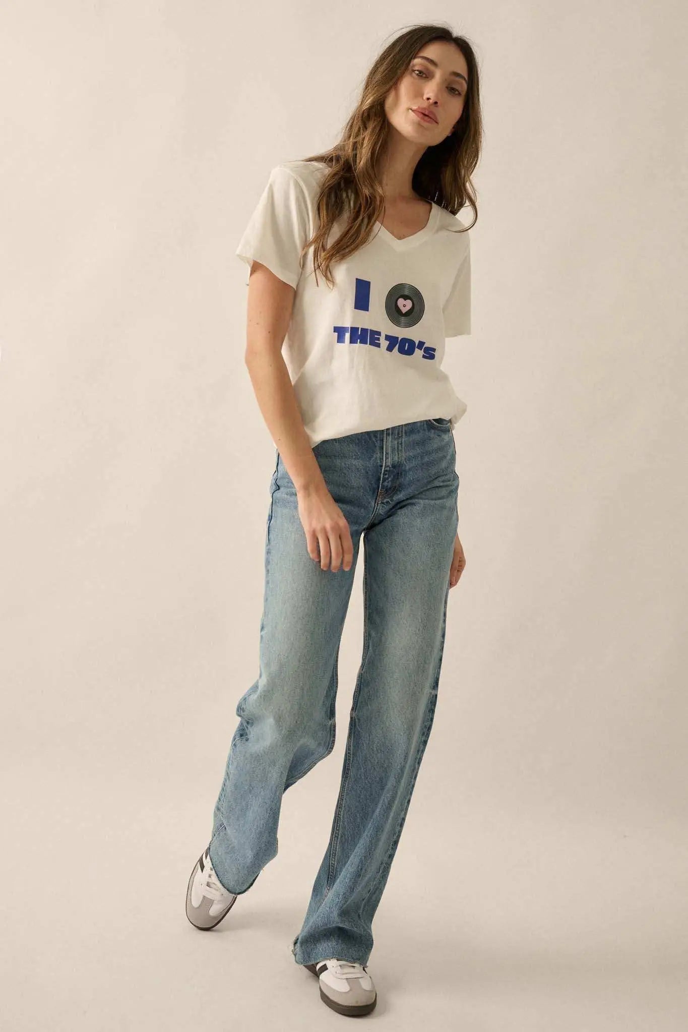 I Love the 70s V-Neck Music Graphic Tee