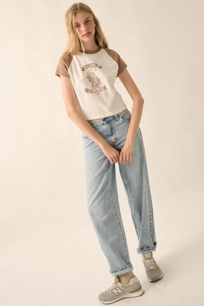 Los Angeles Tiger Cropped Raglan Graphic Baby Tee