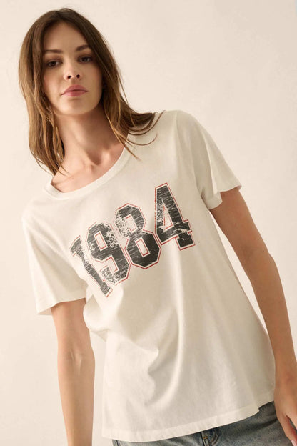 1984 Vintage-Print Varsity Graphic Tee
