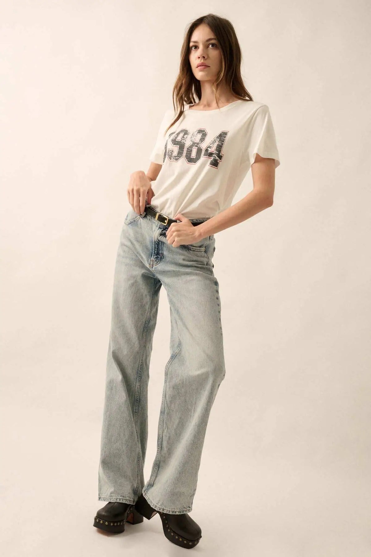 1984 Vintage-Print Varsity Graphic Tee
