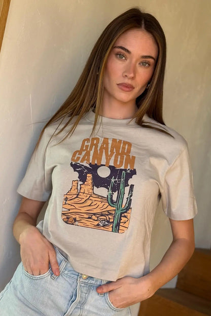 Grand Canyon Vintage-Print Cropped Graphic Tee