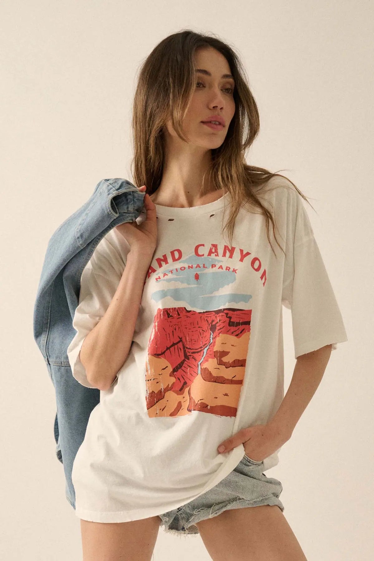 Grand Canyon Park Distressed Oversize Graphic Tee