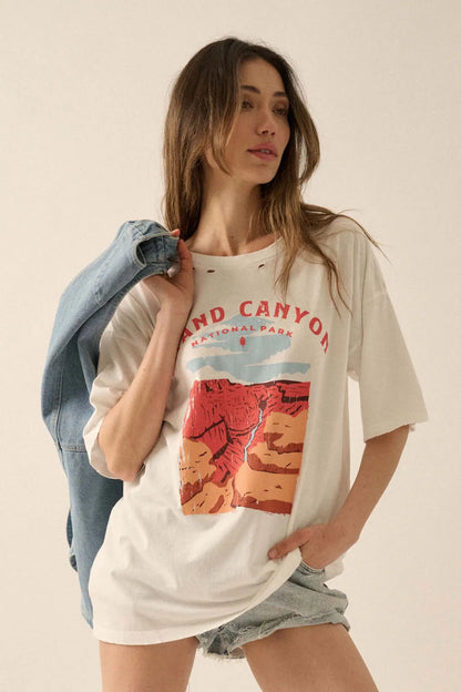 Grand Canyon Park Distressed Oversize Graphic Tee