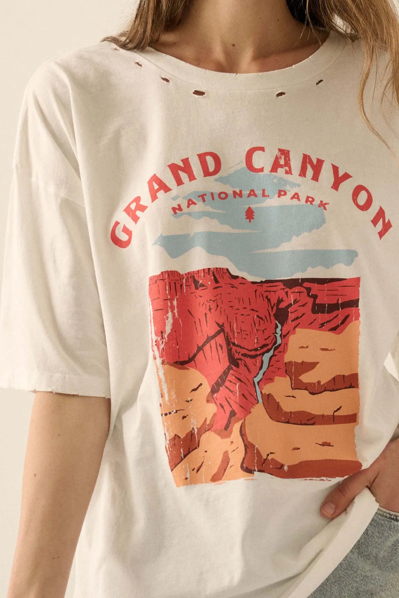 Grand Canyon Park Distressed Oversize Graphic Tee