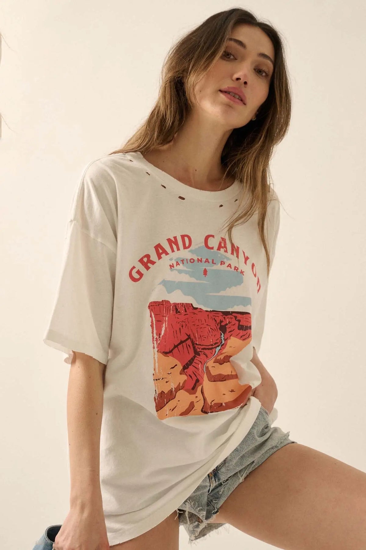 Grand Canyon Park Distressed Oversize Graphic Tee