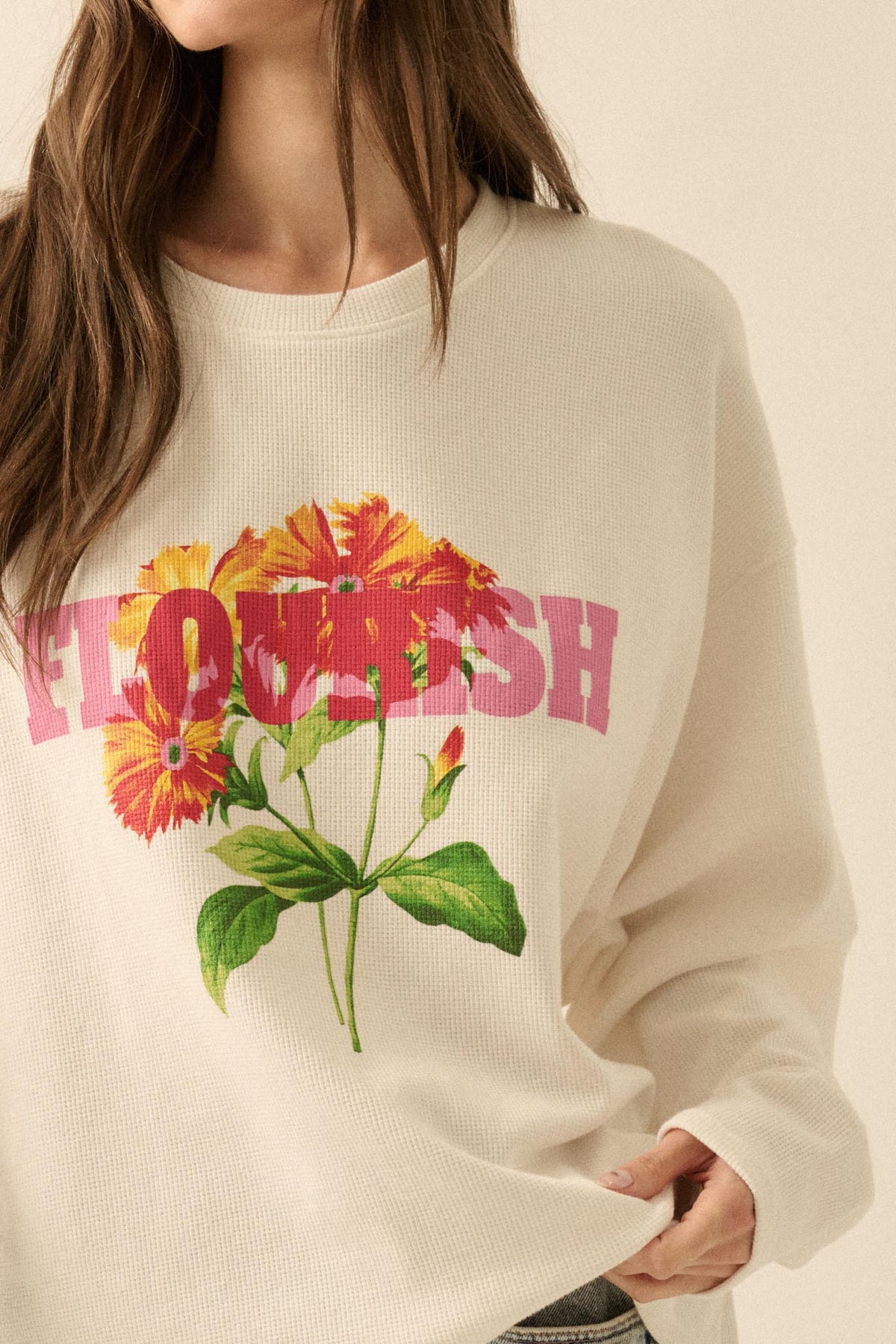 Flourish Oversize Floral Thermal Graphic Top