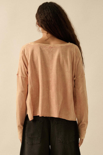 Bird Watching Vintage-Wash Long-Sleeve Graphic Tee