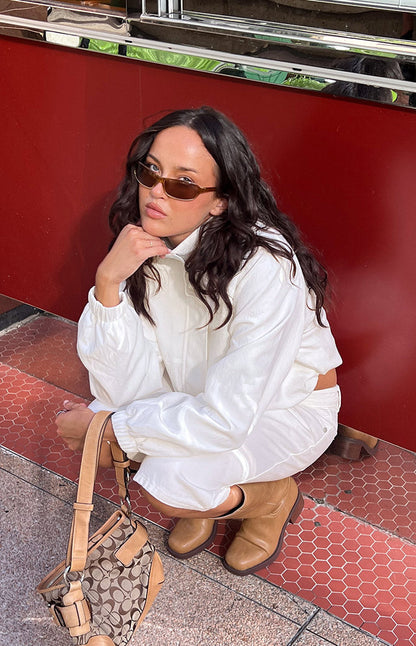 Enya Cream Funnel Neck Sports Jacket - PRE ORDER