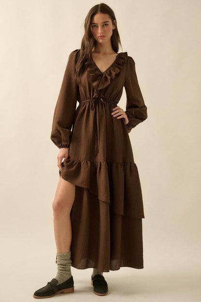 Longing for Love Ruffled Peasant Maxi Dress